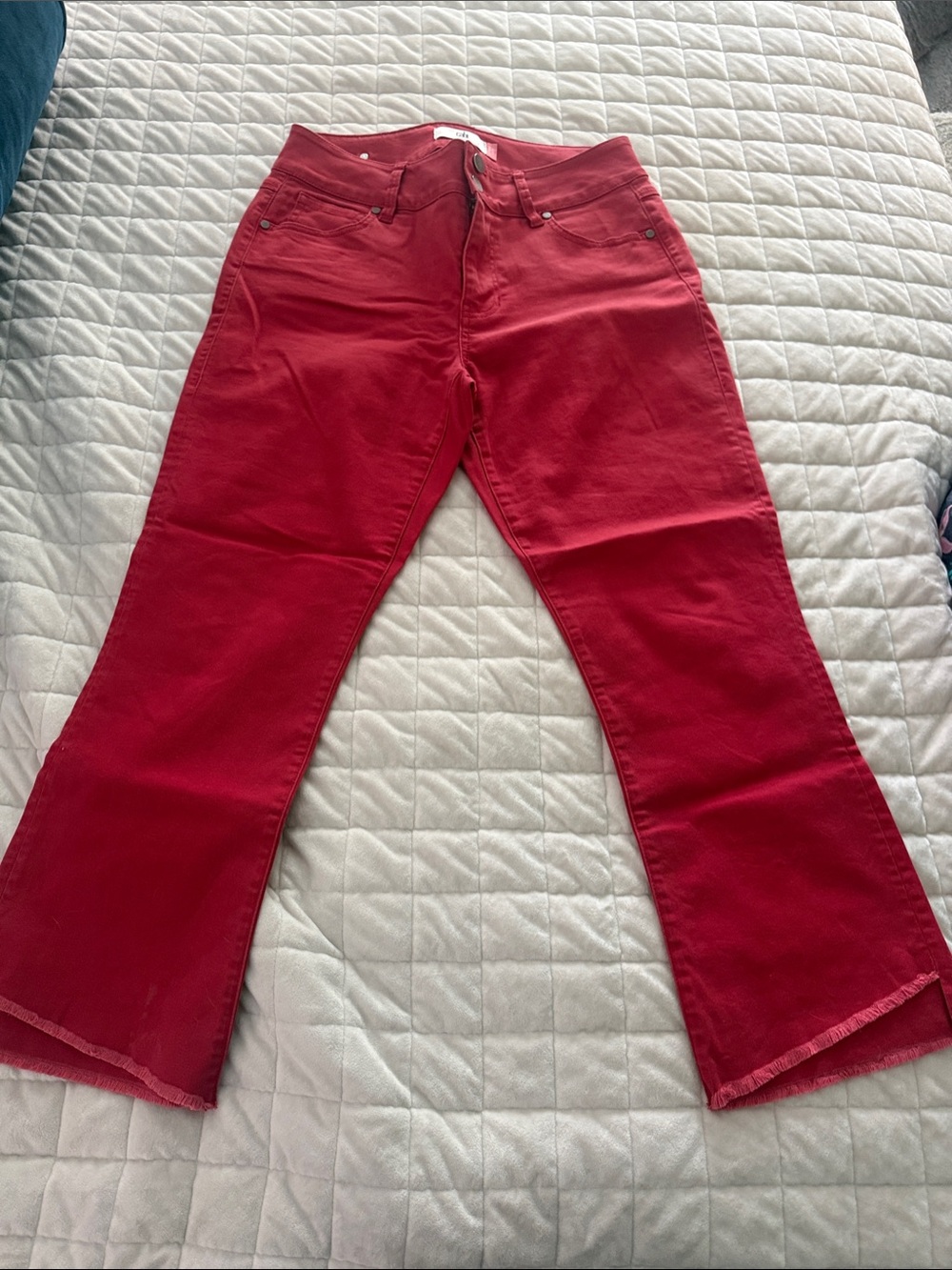 CAbi Red Hi Low crop Jeans